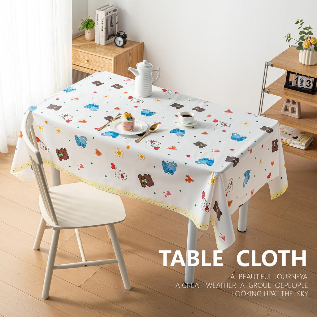 Waterproof And Oil-Proof Leave-In Tablecloth Peva Cream Rectangular Picnic Mat Student Dormitory Dining Table Mat