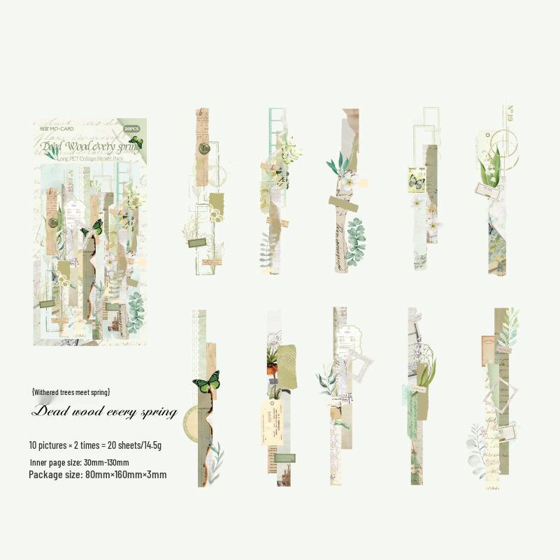 Набор ретро-коллажных стикеров Momo PET: 20 листов, 6 дизайнов для журналов и DIY-декора