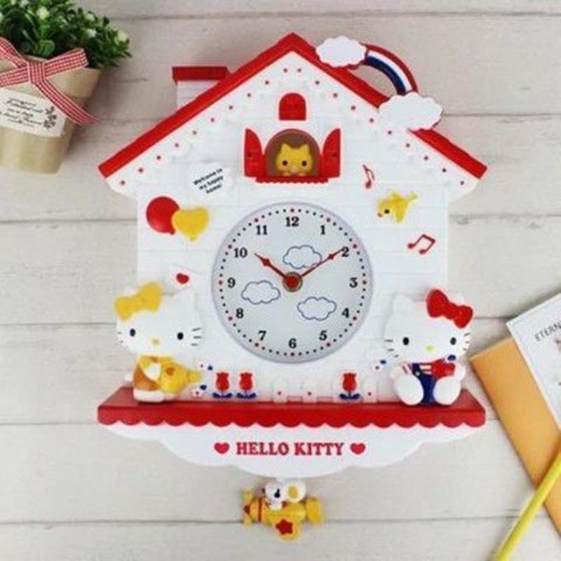 Sanrio New Hello Kitty Kuromi My Melody Cinnamoroll Pompompurin Pochacco Clock Decoration Room Fashion Trend Cute Kawaii Anime