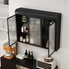 Armoire vitrée - MUVOE - 3 portes - Fixation murale - Noir - Design contemporain