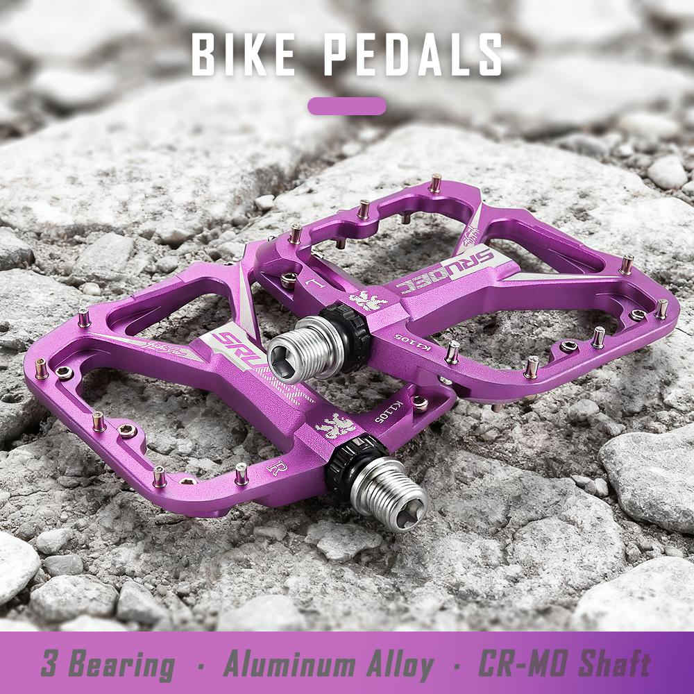 KRSEC 3 Bearing Bicycle Pedals CNC Ultralight BMX MTB Road Bike Pedals Non-slip Aluminum Alloy Bicycle Cycling Parts