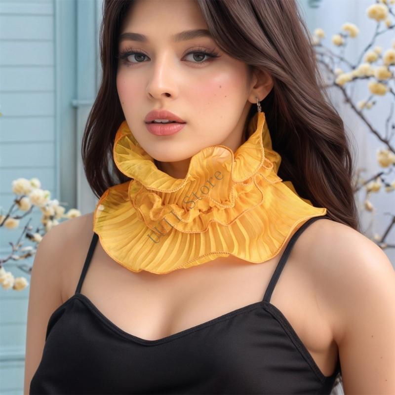 Lace Ruffle Neck Scarf Women's Spring/Summer Fashionable Shirt Collar Accessory
