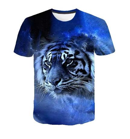 Summer Tiger 3D Printed T-Shirt Street Clothing Animal Men Fashion Oversized Sleeves T-Shirt O-Neck T-Shirt T-Shirt