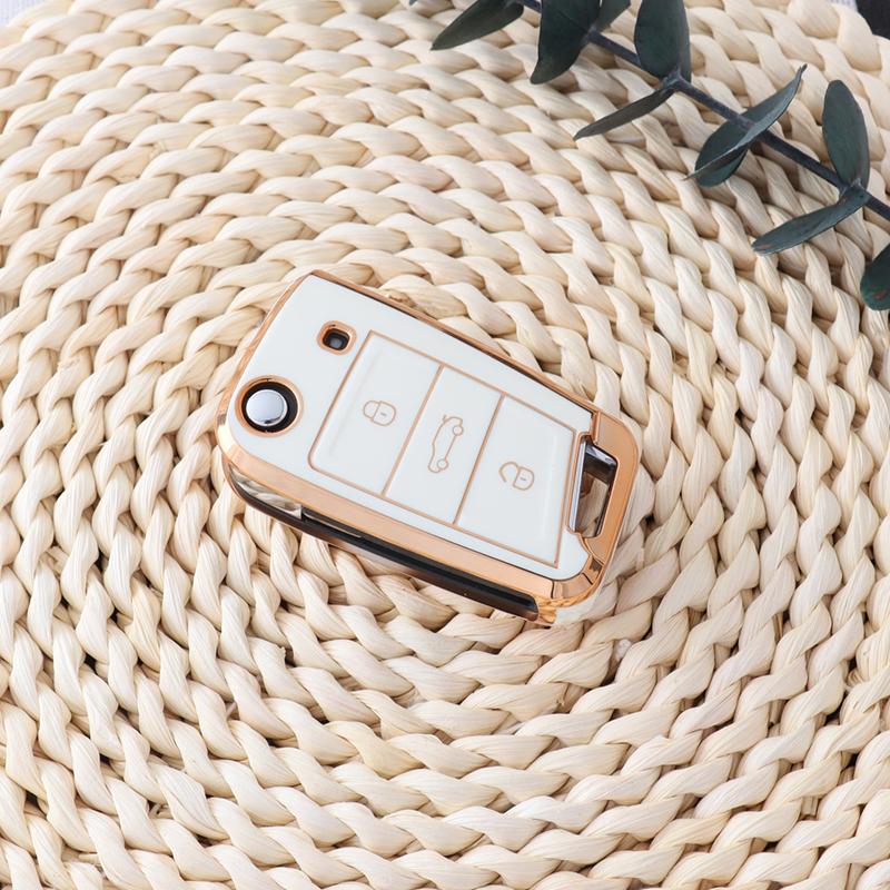 Car TPU Key Case Cover For VW Volkswagen Golf 7 MK7 Tiguan MK2 T-roc T-cross Skoda Octavia Kodiaq Karoq Seat Ateca Leon Fob