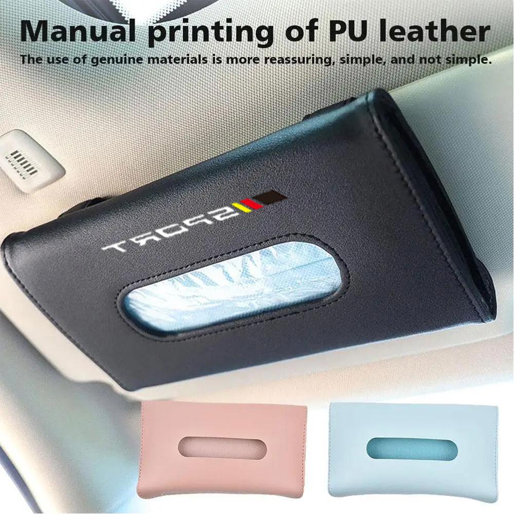 Alphabet Car Sun Visor Suspension Tissue Box Bracket PU Leather Car Tissue Box Car Interior Storage