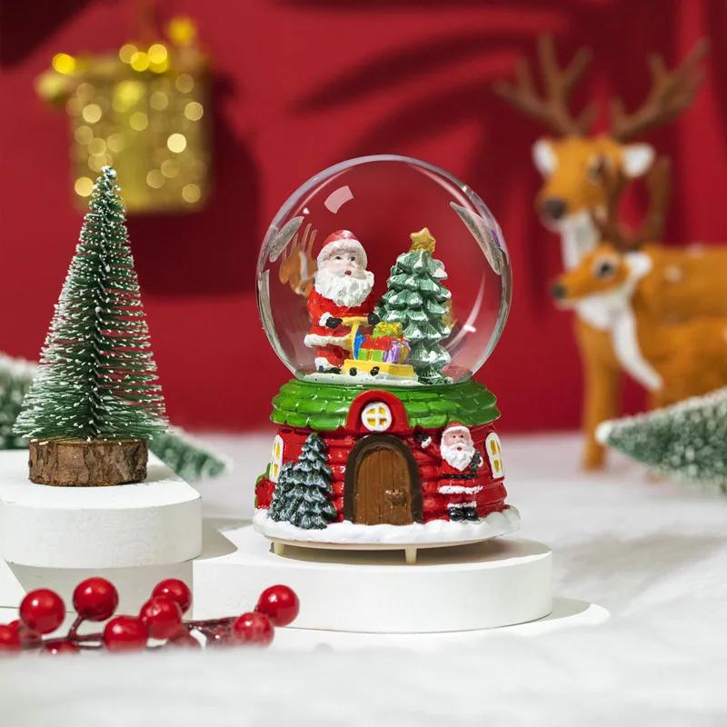 Рождественский детский подарок с музыкой, автоматический снежный хрустальный шар, маленький орнамент, рождественский подарок