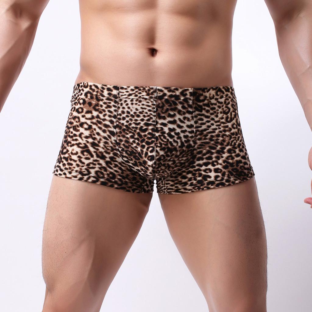 Men's New Leopard-Print Sexy Low-Waist Sweat-Absorbing Flat-Angle Underwear