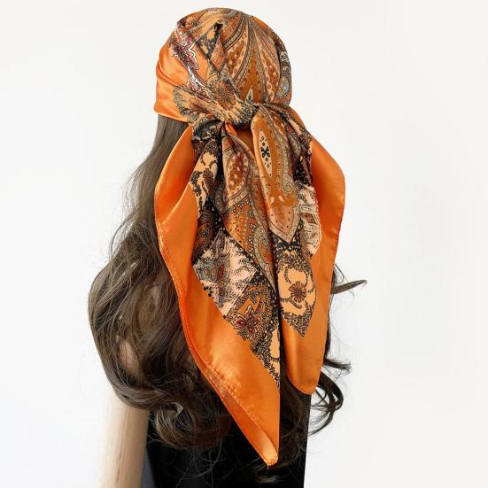 Kerchief Cashew Pattern Faux Silk Scarf Soft Smooth Bright Color Kerchief Simulated Silk Texture Kerchief