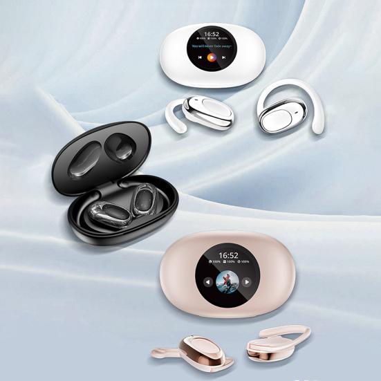 1 Pair Bluetooth-compatible Earphone with Earhook Noise Canceling HiFi Sound IPX5 Waterproof Wireless Over