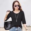 Summer T Shirt Women Cotton O-Neck Streetwear Tshirt Short Sleeve Solid Color Three Quarter Sleeve Tee Shirt Femme Sexy