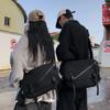Вместительная наплечная сумка для женщин, унисекс, сумка кроссбоди, монохромный нейлон