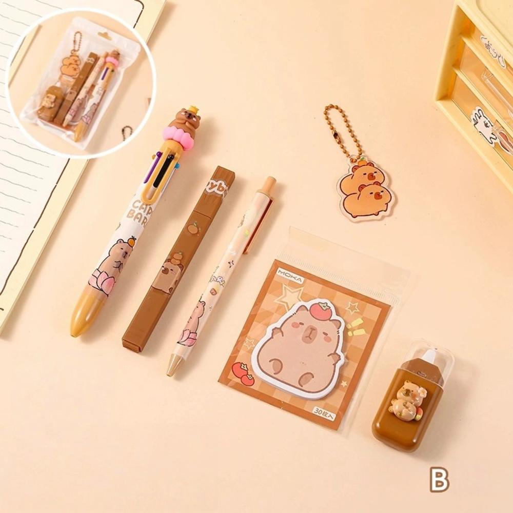 Portable 6-in-1 Stationery Set Cartoon Rabbit Bear Student Stationery Bag Pencil Eraser Sharpener Kindergarten School Supplies
