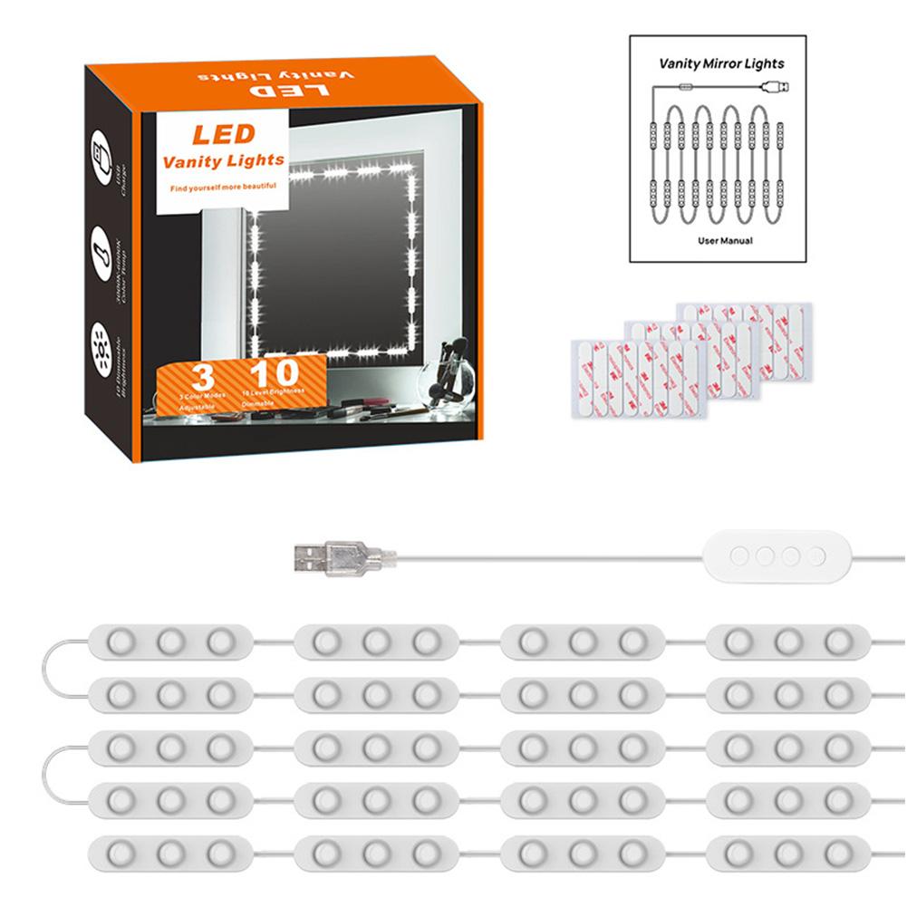 10FT Stick On Mirror Lights 3 Color Temperature USB Mirror Strip Lights Dimmable Waterproof for Makeup Vanity Table Bathroom