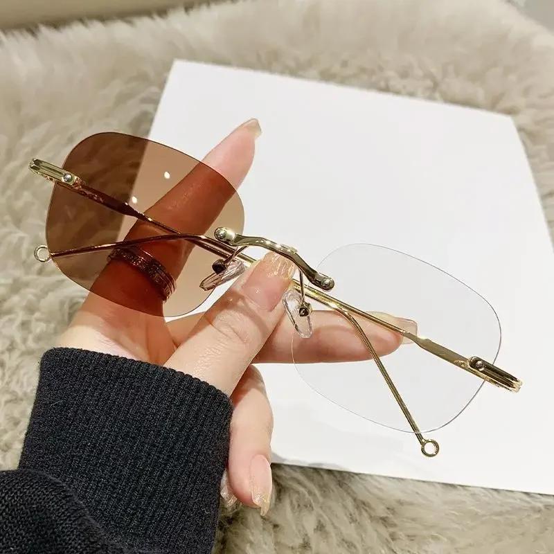 Очки Блокирующие Синий Свет Фотохромные Очки для Миопии Без Оправы Чувствительные Меняющие Цвет Защита Глаз