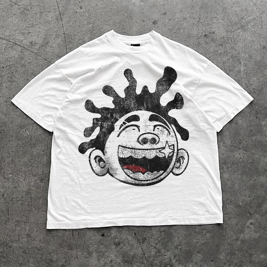 Cartoon Streetwear T-Shirt, Vintage Hip Hop Graphic Tee, Big Lips Graphic Tee, Street Fashion Graphic Oversized Cartoon Style Tee