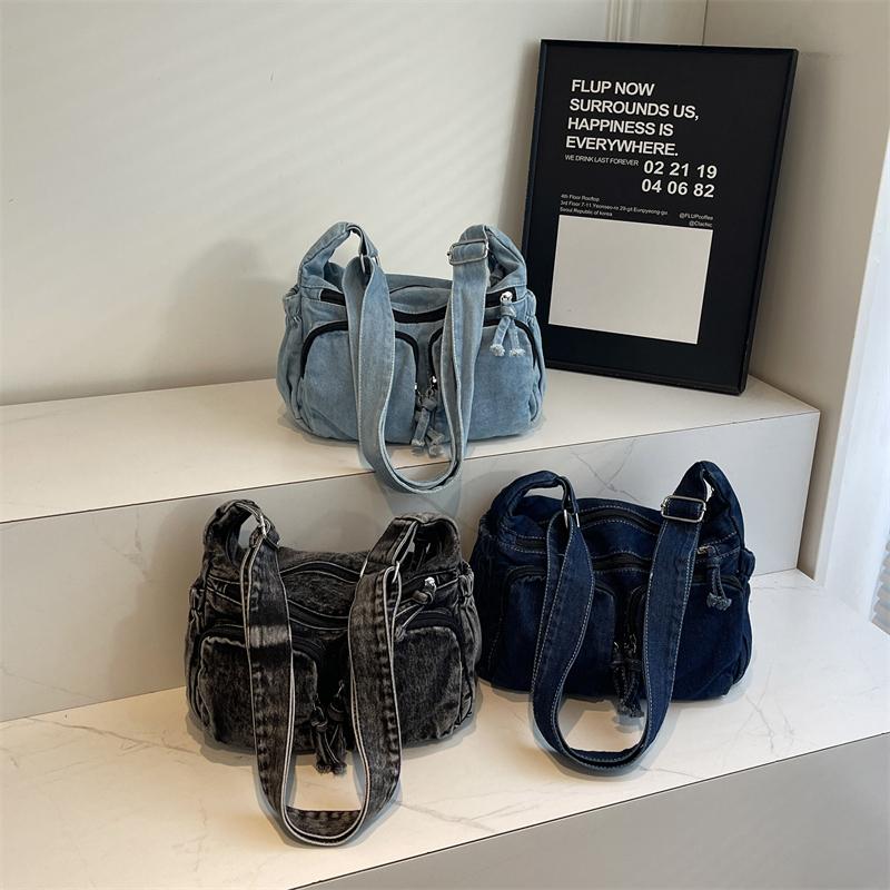 Женская сумка через плечо из денима большой емкости