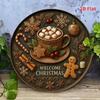Винтажная круглая жестяная табличка Рождественский горячий шоколад Настенное искусство Домашний декор