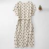 2025 Spring and Summer New Retro High-end Polka Dot Cotton and Linen Dress for Women's Loose and Thin V-neck Short-sleeved A-word Long Dress