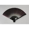 Used [New] [Hasegawa] Kyoto fan "Kikyou" double-sided pattern, handmade by Kyoto craftsmen, black fan, embroidered, fan bag included, paper box 1