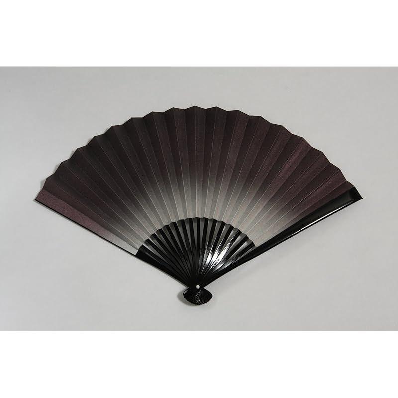 Used [New] [Hasegawa] Kyoto fan "Kikyou" double-sided pattern, handmade by Kyoto craftsmen, black fan, embroidered, fan bag included, paper box 1