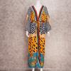 EDOLYNSA Boho Printed Kimono Dress Tunic Women Summer Clothes Plus Size Long Sleeve Bikini Wrap Dress Beach Wear Swim Suit Cover Up Q1414