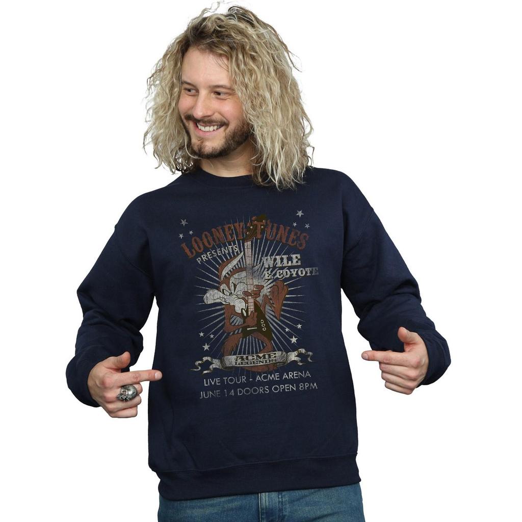 Looney Tunes Mens Wile E Coyote Guitar Sweatshirt