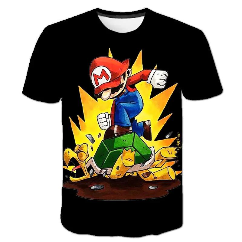 MINISO Child Game Super Mario Bros T Shirt Kids Boy Cartoon Clothes Tops Tees Boys T-shirt Luigi Mario T-shirts Children's Short Sleeve