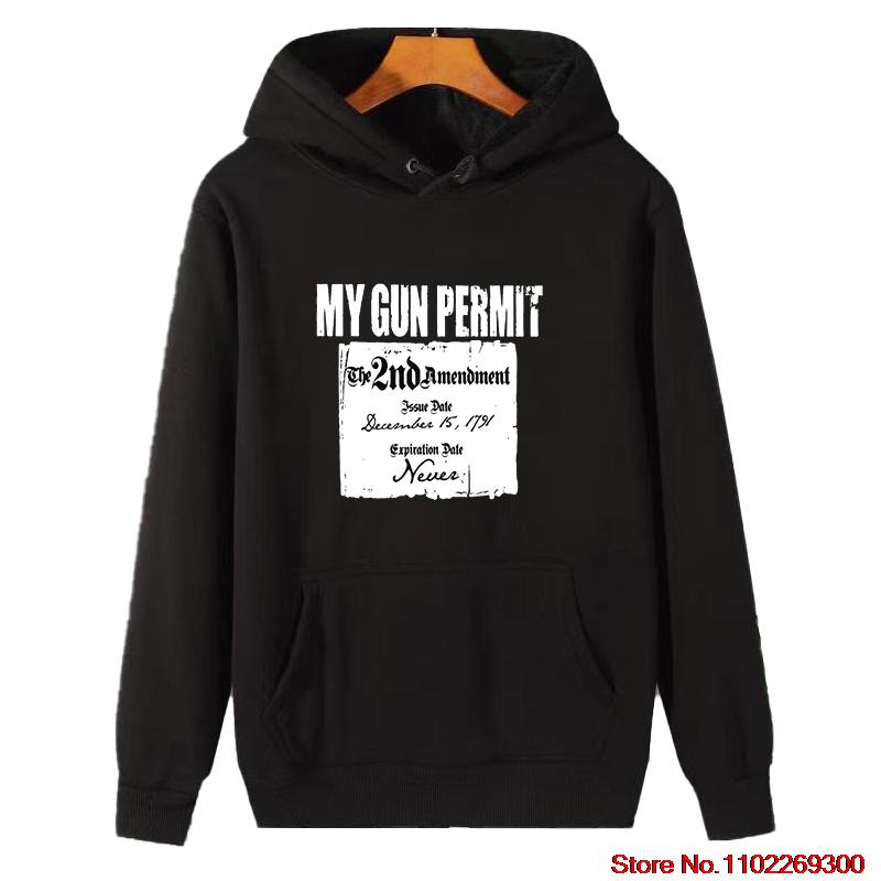 Gun Permit Second Amendment Funny 2nd Ban Ar15 Ak4 Graphic Hooded Sweatshirts High Quality Thick Sweater Hoodie Hooded Shirt