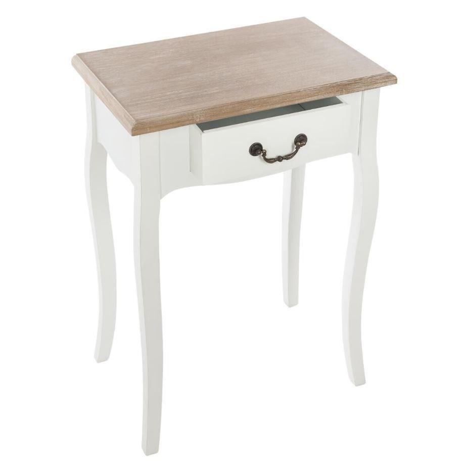Chrysa white table with a classic drawer