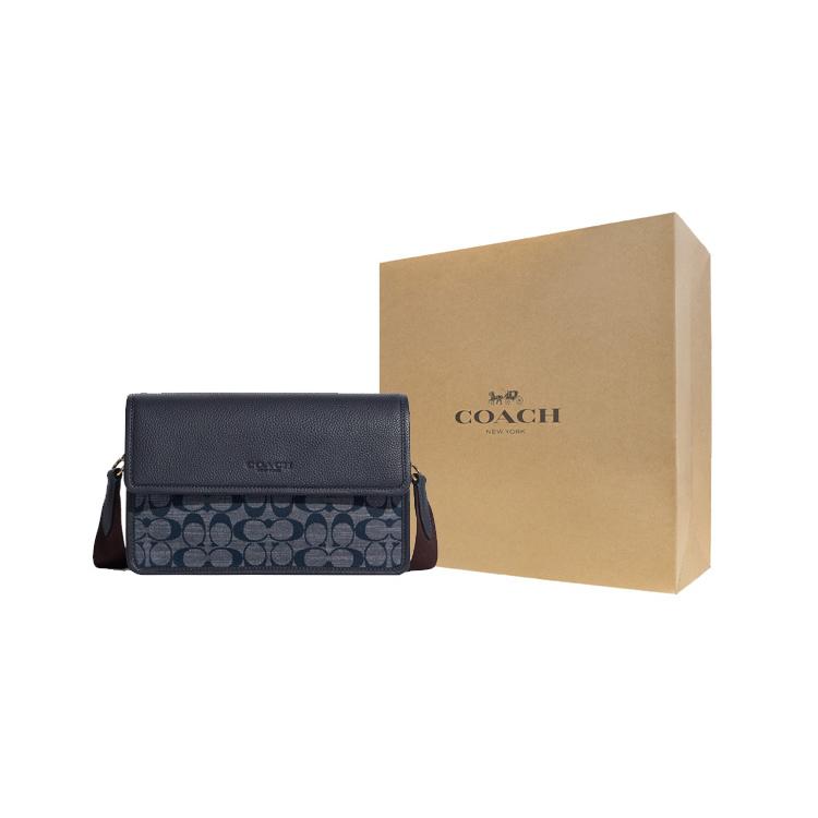 COACH Turner Plain Weave Fabric Shoulder Bag , Crossbody Bag Medium Men's Denim Blue (Unisex) Crossbody Bags C8185 B4DE