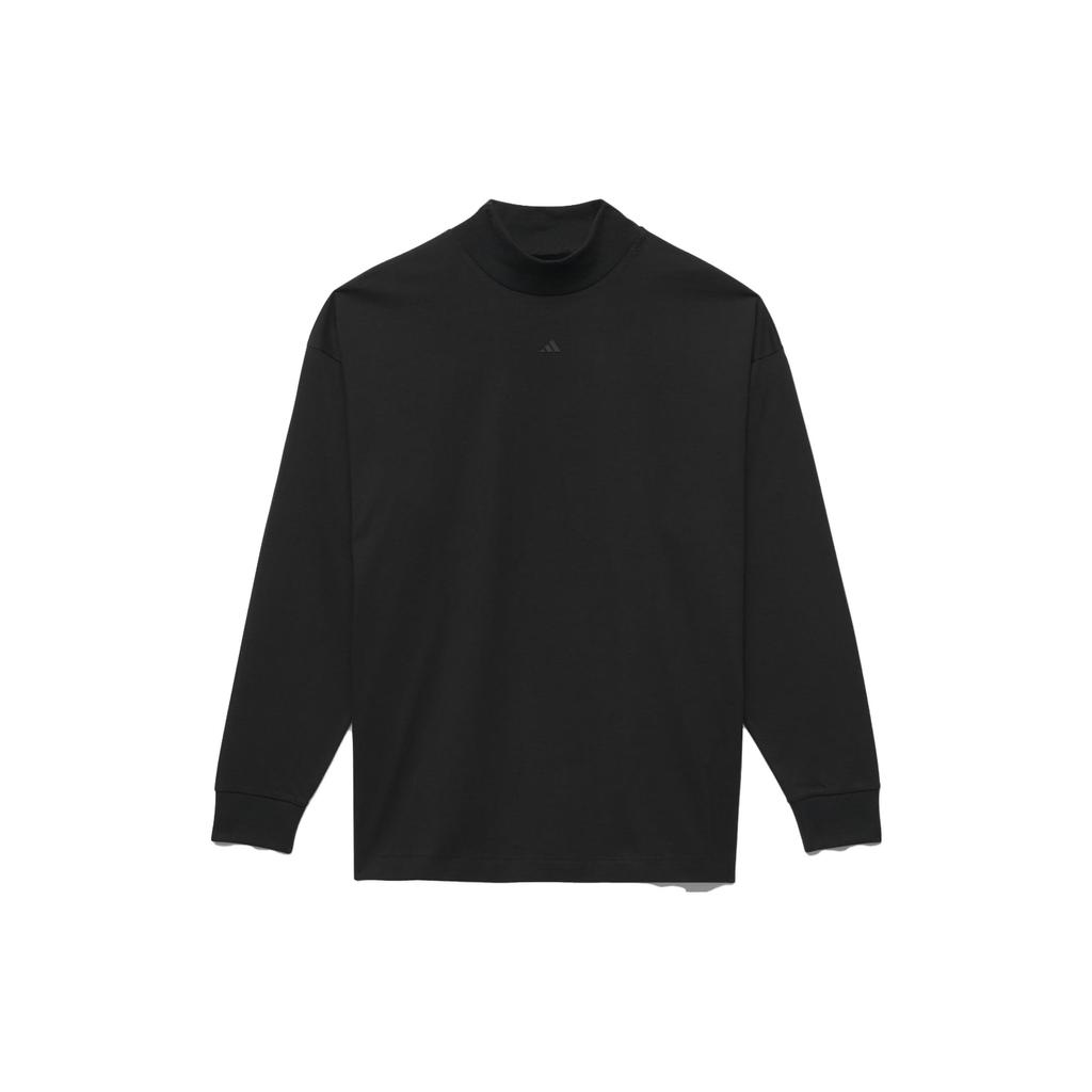 Adidas SS23 Глава 03 Серия Логотип Принт Вязаная футболка с воротником-стойкой и длинными рукавами Топы унисекс Черный IR8489