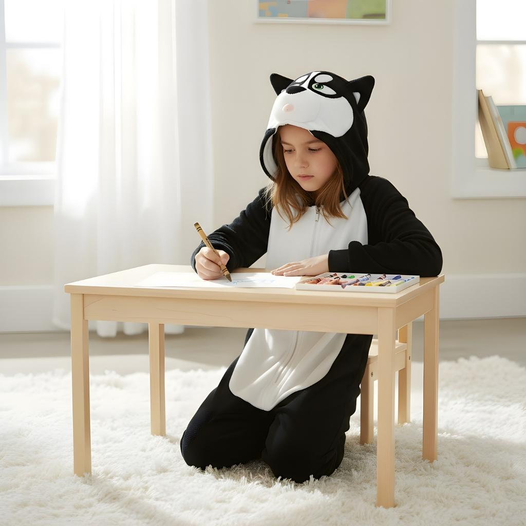 Piżama Onesie Kigurumi Kostium Przebranie Czarny Husky Dzieci 125 - 135Cm