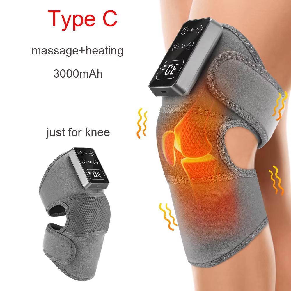 Rechargeable Heat Knee Massage Brace Multifunction Knee Joint Massager for Men and Women