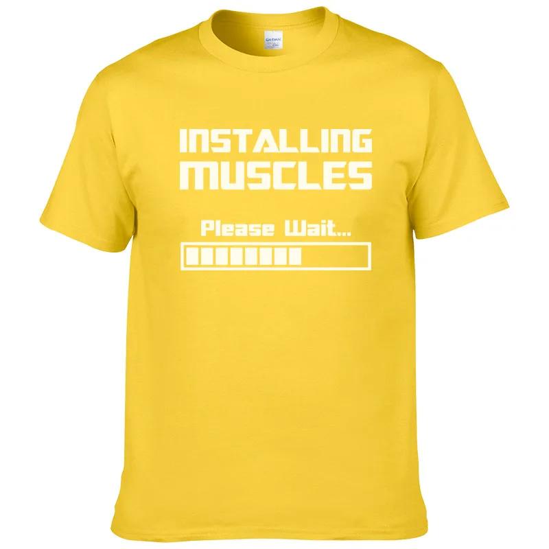 Summer Tshirts Installing Muscles Please Wait Loading Bar Funny Print T Shirt Unisex Cotton Short Sleeve Cool Tees #310