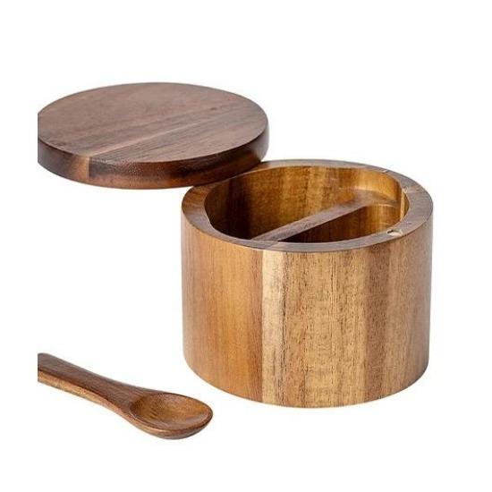 Солонка из акации, коробка для приправ, перечница с магнитной вращающейся крышкой, банка для специй на кухне, бутылка для приправ, коробка для соли