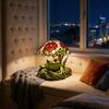 Настольная лампа Yousheng Лягушка и цветок Ручная работа Декор из смолы с теплым свечением Декоративный ночник для спальни гостиной Милый декор для дома на тему животных