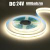600Leds/M Double Row COB Strip DC  24V High Brighter RA90 Warm/Natural White 3000K 4000K 6000K Flexible Ribbon Rope LED Light