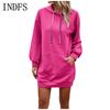 INDFS Женская Мода Повседневные Однотонные Толстовки и Свитшоты с Принтом, с Длинным Рукавом и Капюшоном