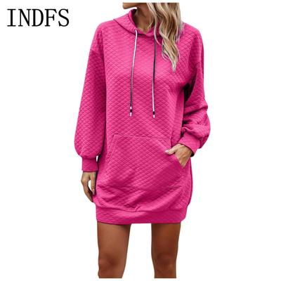 INDFS Женская Мода Повседневные Однотонные Толстовки и Свитшоты с Принтом, с Длинным Рукавом и Капюшоном