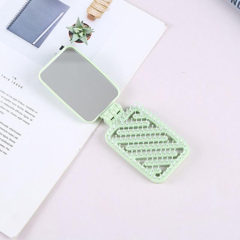 Мини карманное зеркало складная расческа для девочки женщины портативное квадратное карманное маленькое дорожное массажная расческа для волос с зеркалом аксессуар для укладки