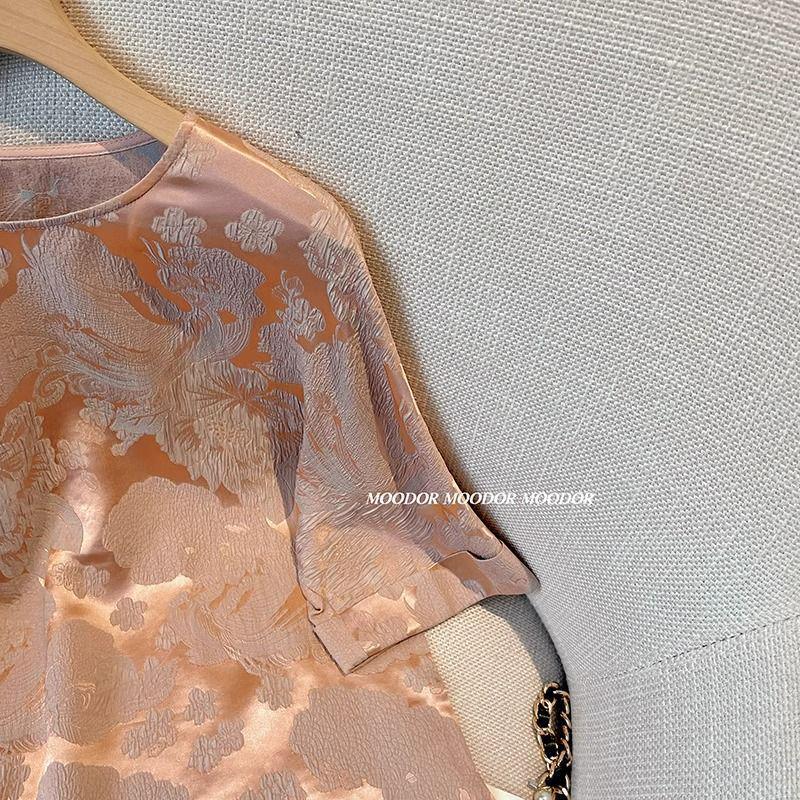 Женская футболка Танский костюм с пятью рукавами, жаккардовая, в стиле ретро, 2024 - Ранняя весна, национальный стиль