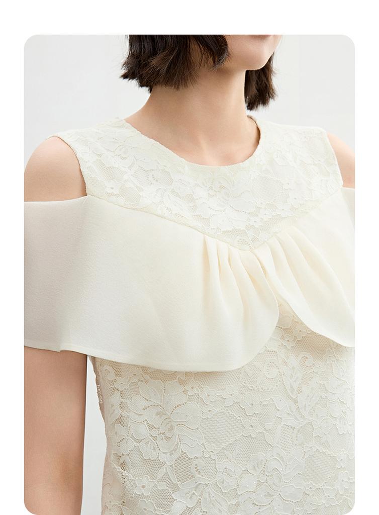 Qianwen Lace Patchwork Off-Shoulder Dress