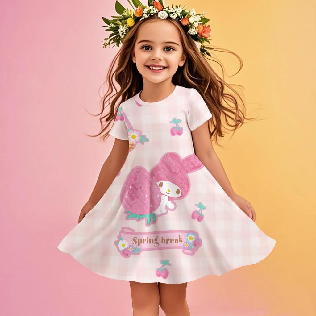Новое летнее платье для девочки, горячее платье, My Melody, милое, 3D-печать, детская одежда, милая мода, принцесса, мультяшное, удобное, подарок на день рождения