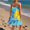 Женское платье без рукавов, свободное, повседневное, темпераментное, гавайское, цветочное, пляжное платье