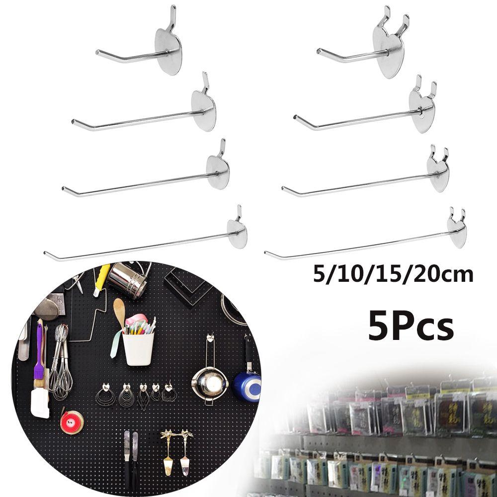 5Pcs Metal Home Holder Hang Fits Panel Storage Racks Goods Shelf Display Hooks Retail Shop Peg