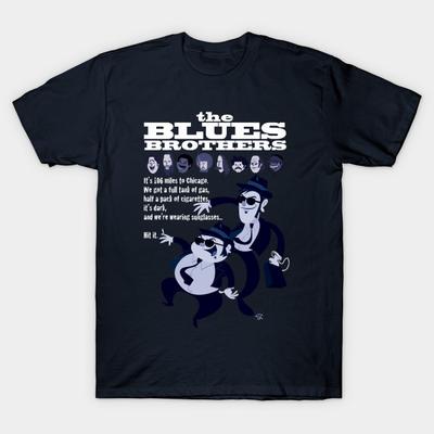 Мужская черная футболка с принтом The Blues Brothers Печать методом термопереноса без вырезания Хлопковая футболка