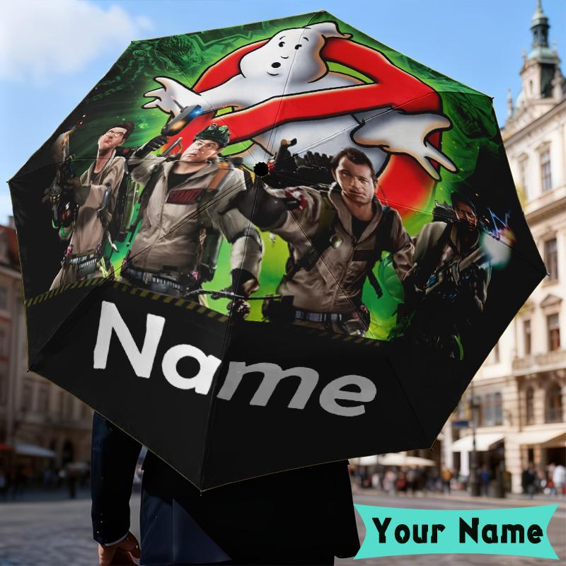 Custom Name Ghost Team-Up Umbrella, Foldable Umbrella Suitable for Outdoor Shopping Travel Sports, Exquisite Gift for Family