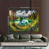 2D Green Forest Lake Scenic Photography Background Cloth