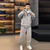 Winter Men's Fashion Twill Suit Casual Hooded Sweater All-match Sports Straight Pants Plus Velvet Two-piece Suit