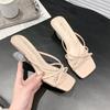 Темпераментные сандалии с открытым носком, повседневные, нежные, на высоком каблуке, женские, весенние, новая мода, с перекрестными ремешками, на одной перемычке, с крутыми шлепанцами